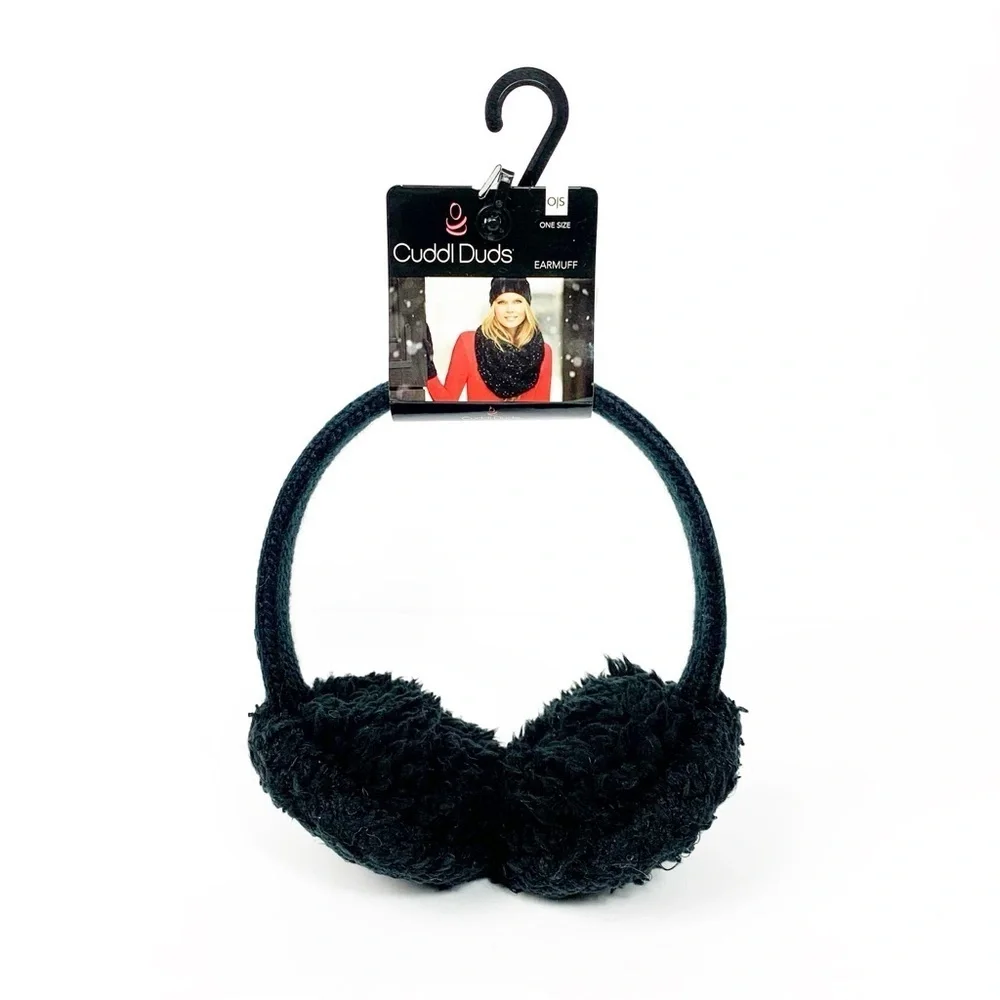 Cuddl Duds Black Glove & Ear Muff Set • Touchscreen Gloves • Winter Warm Bundle